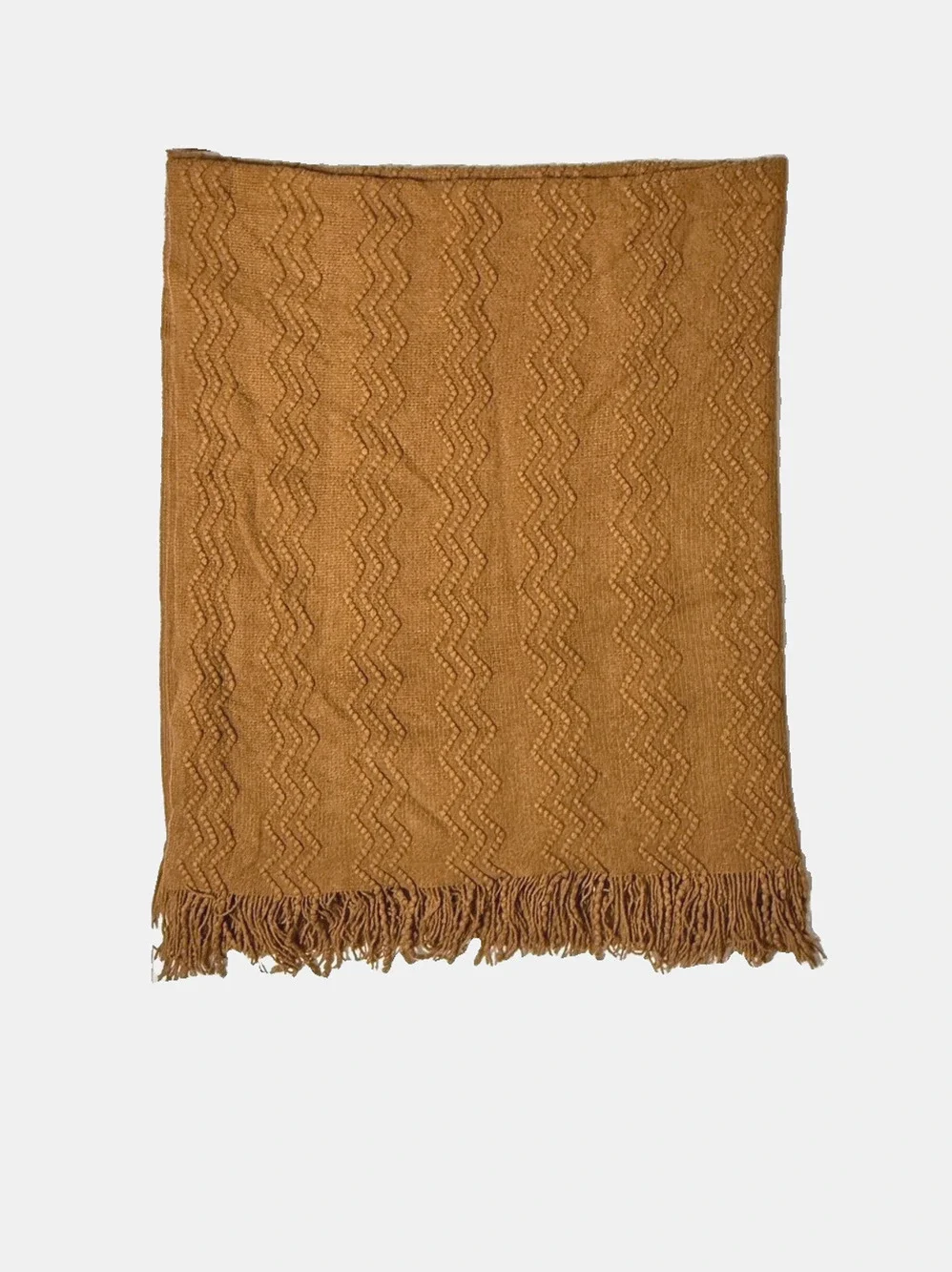 Bourina Decorative Throw Blanket Accent Quilt Tan Brown Reversible Fringe Cozy